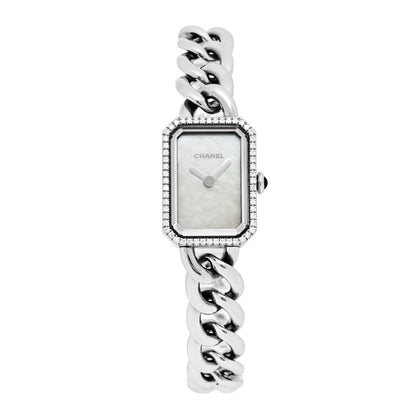 Chanel Stainless Steel Diamond Bezel Mother of Pearl 16mm Chain Premiere Quartz Watch 1 of 5