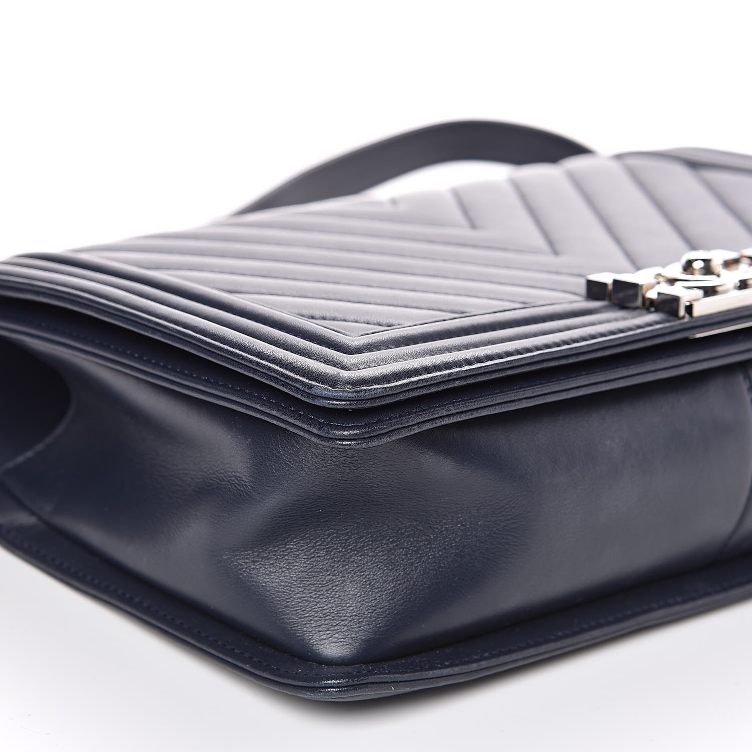 Chanel Lambskin Chevron Quilted New Medium Boy Flap Dark Navy Blue 8 of 18