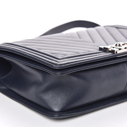 Chanel Lambskin Chevron Quilted New Medium Boy Flap Dark Navy Blue 8 of 18