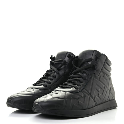 Fendi Nappa Macro FF Embossed High Top Sneakers 38 Black 3 of 8