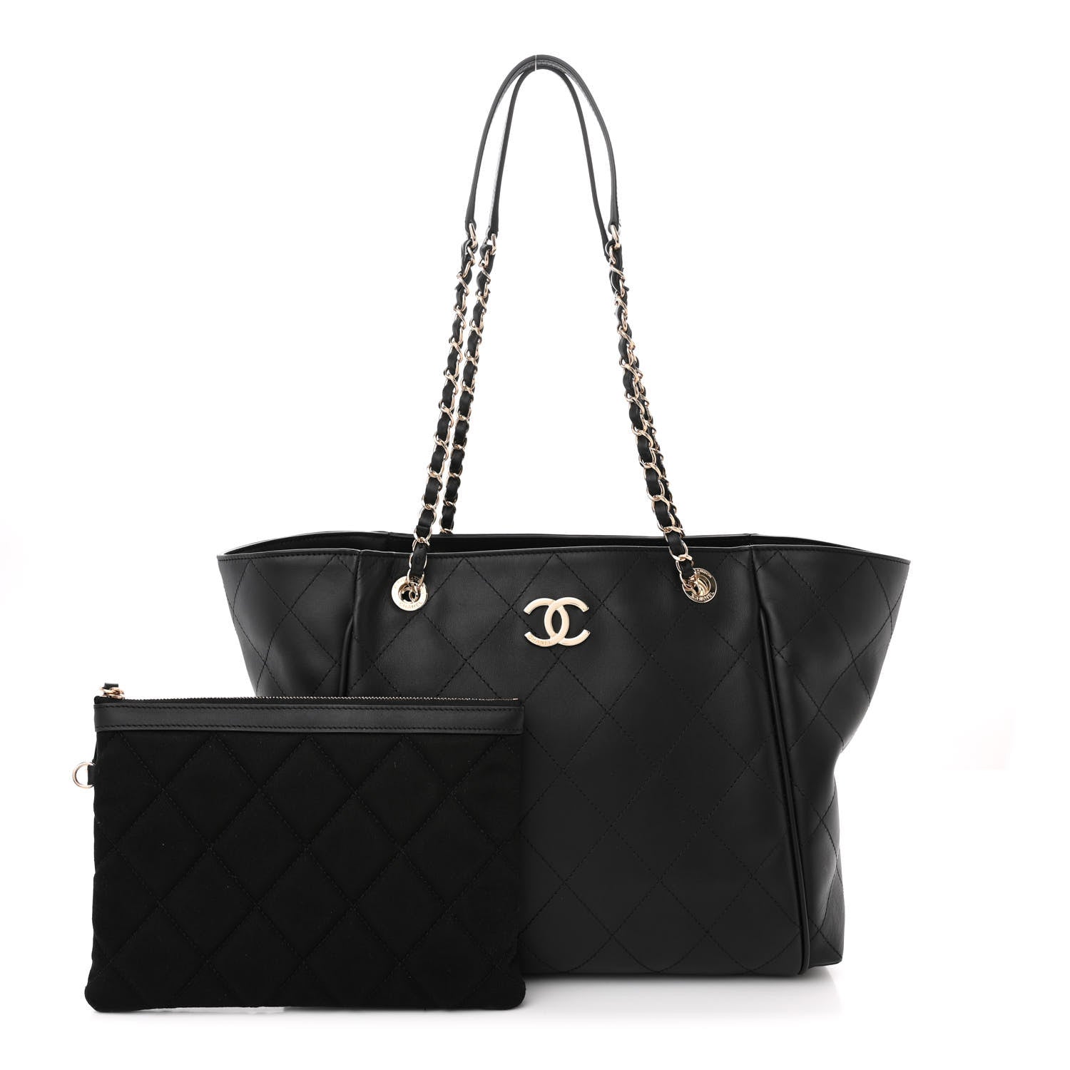 Chanel Calfskin Stitched Small Shopping Tote Black 1 of 12