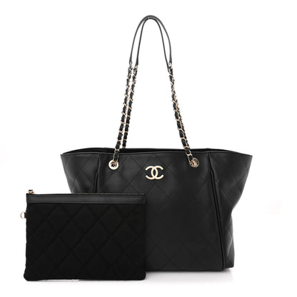Chanel Calfskin Stitched Small Shopping Tote Black 1 of 12