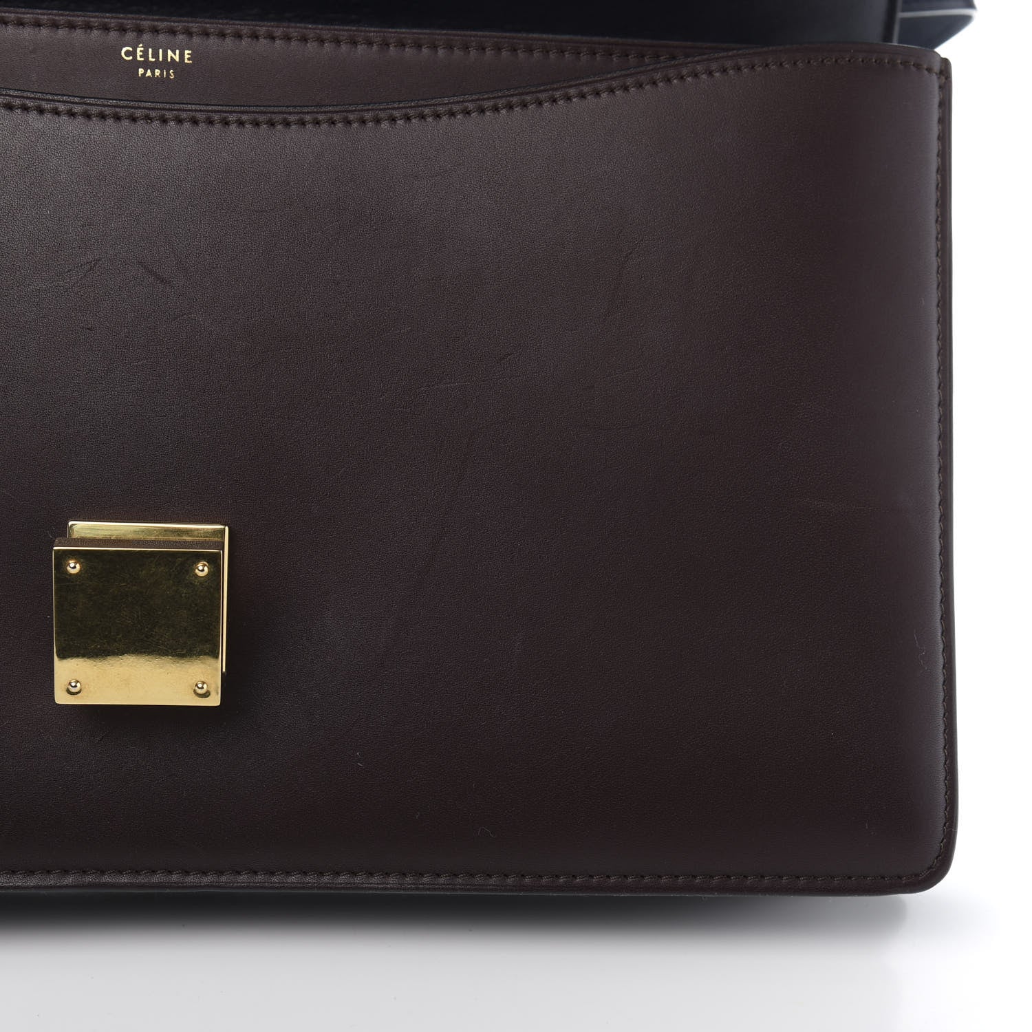 Celine Calfskin Bicolor Medium Case Flap Navy Burgundy 12 of 17