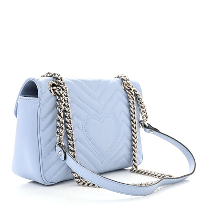 Gucci Calfskin Matelasse Small GG Marmont Shoulder Bag Porcelain Light Blue 3 of 12