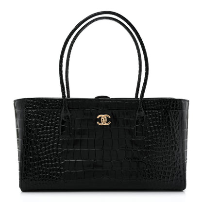 Chanel Calfskin Crocodile Embossed Archetype Small Shopping Tote Black 1 of 10