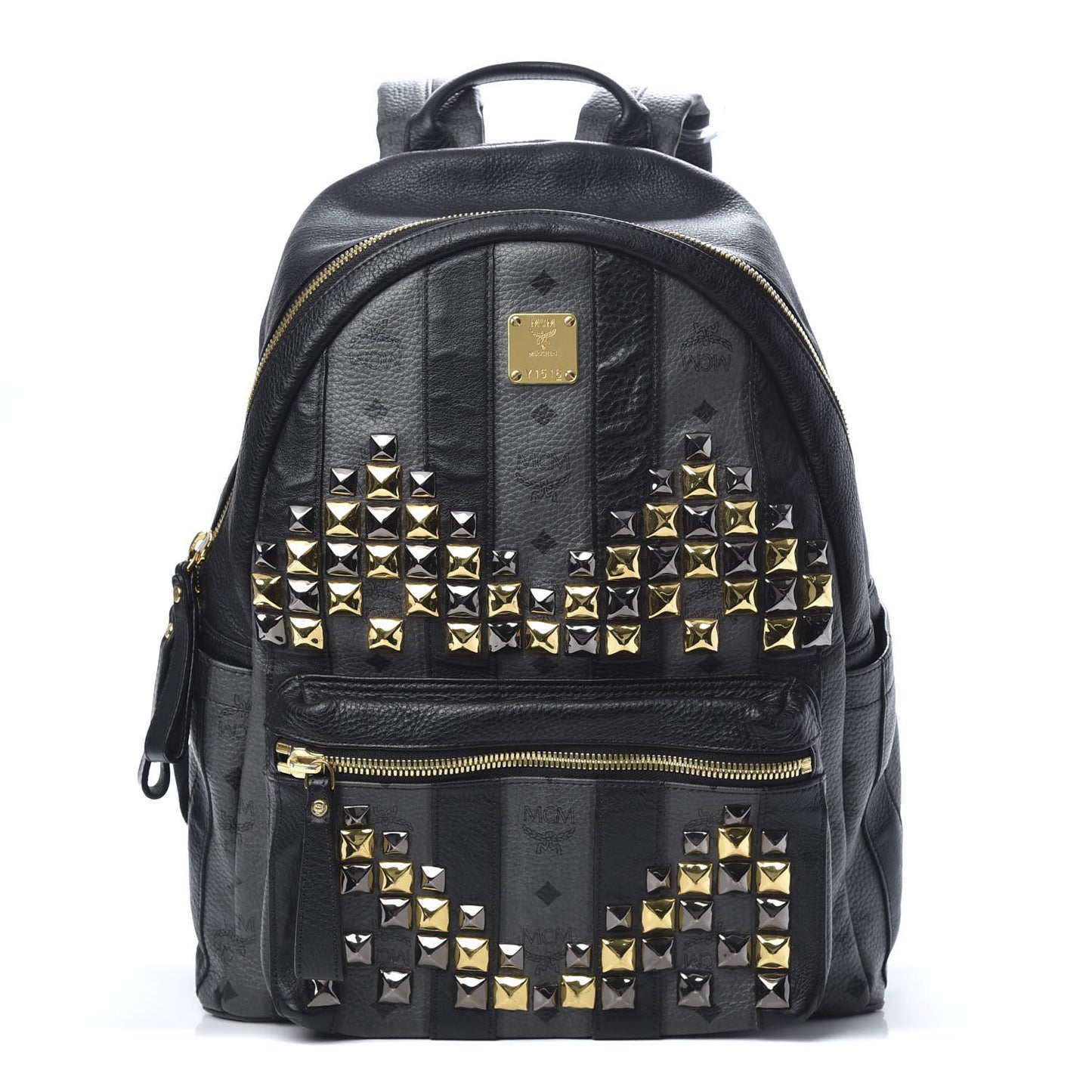 Striped Visetos Studded Medium Stark M Backpack Black Phantom Grey