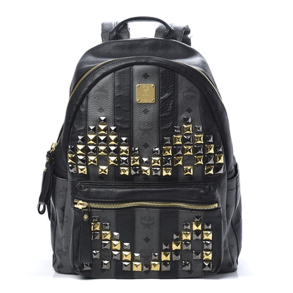 MCM Striped Visetos Studded Medium Stark M Backpack Black Phantom Grey 1 of 14