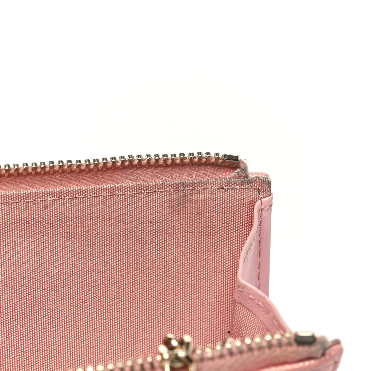 Iridescent Caviar Quilted Zipped Key Holder Case Rose Pink