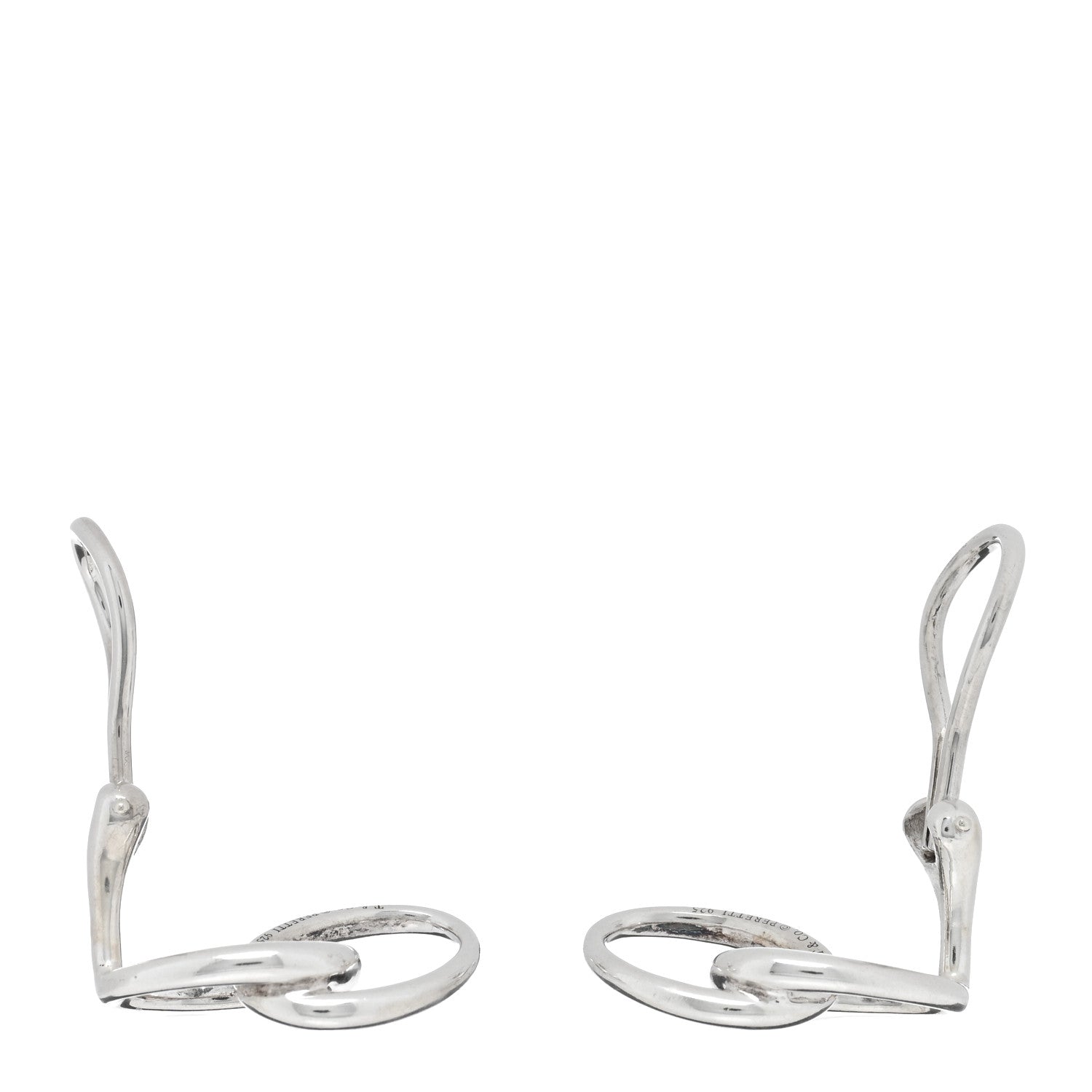Tiffany Sterling Silver Elsa Peretti Double Link Drop Clip On Earrings 3 of 4