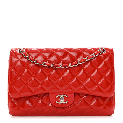 Chanel Patent Quilted Jumbo Double Flap Red 1 of 12