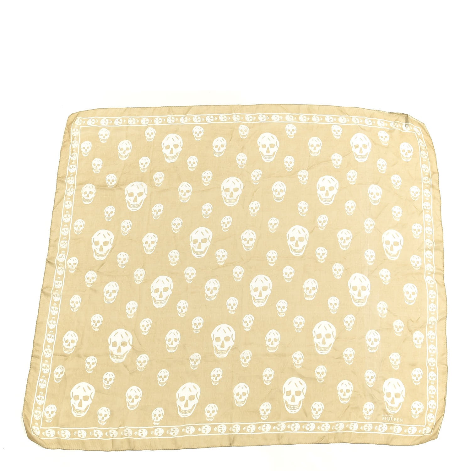 Alexander McQueen Silk Chiffon Skull Scarf Beige Ivory 1 of 4