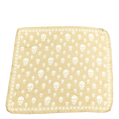 Alexander McQueen Silk Chiffon Skull Scarf Beige Ivory 1 of 4