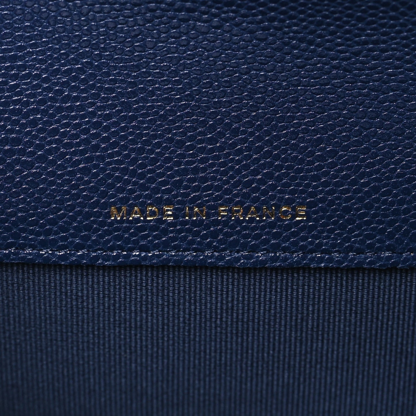 Caviar Quilted Flap Card Holder Wallet Navy Blue
