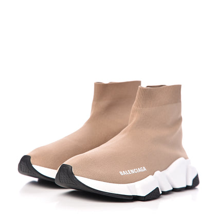 Balenciaga Neoprene Knit Bi-Color Sole Womens Speed Sneakers 38 Beige White Black 3 of 8
