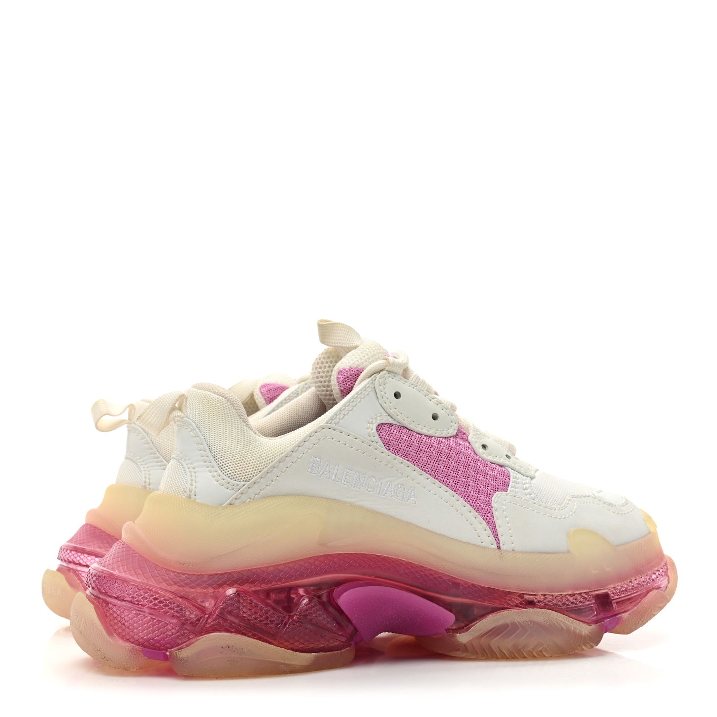 Fabric Mesh Clear Sole Womens Triple S Sneakers 36 White Pink