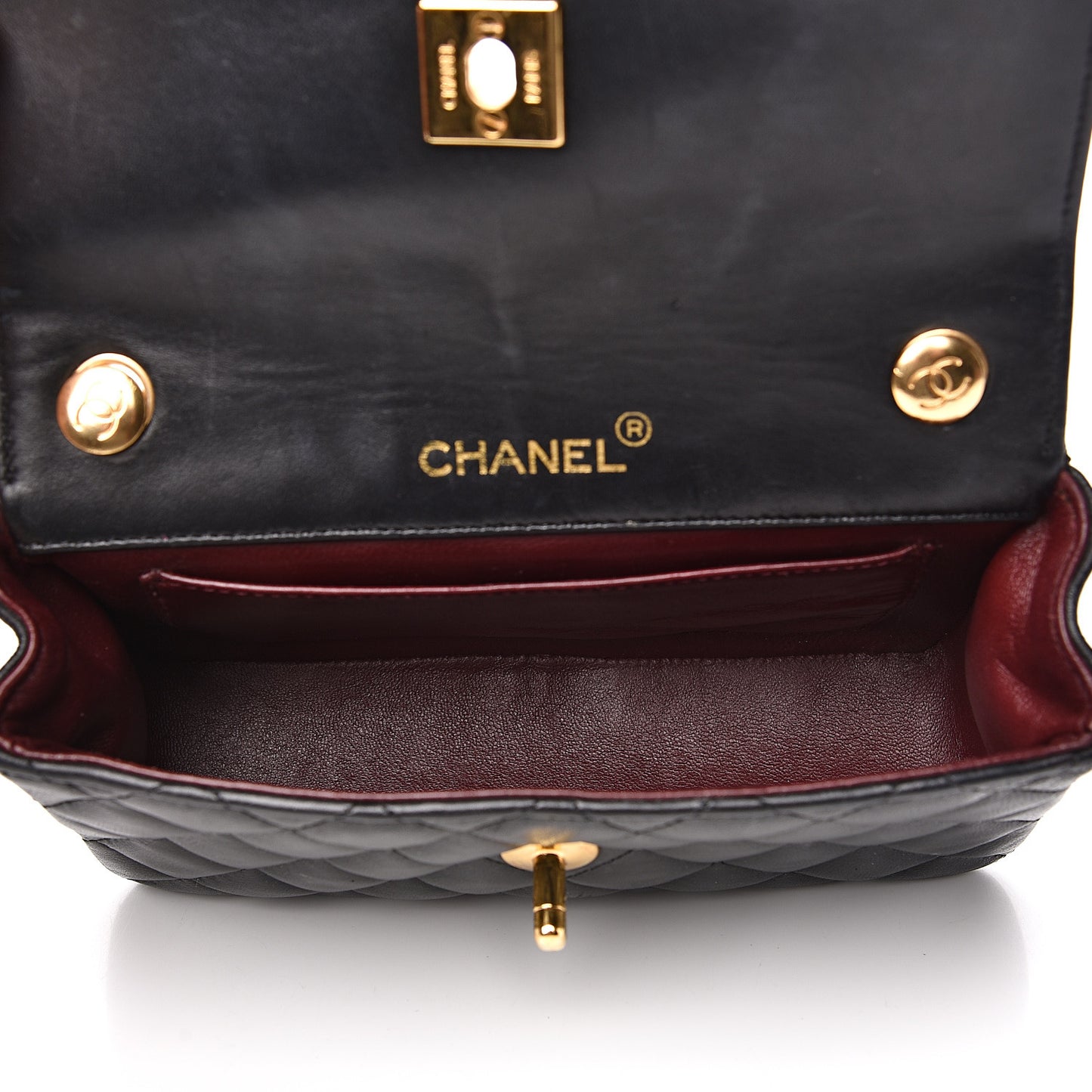 Lambskin Quilted Mini Rectangular Flap Bag Black
