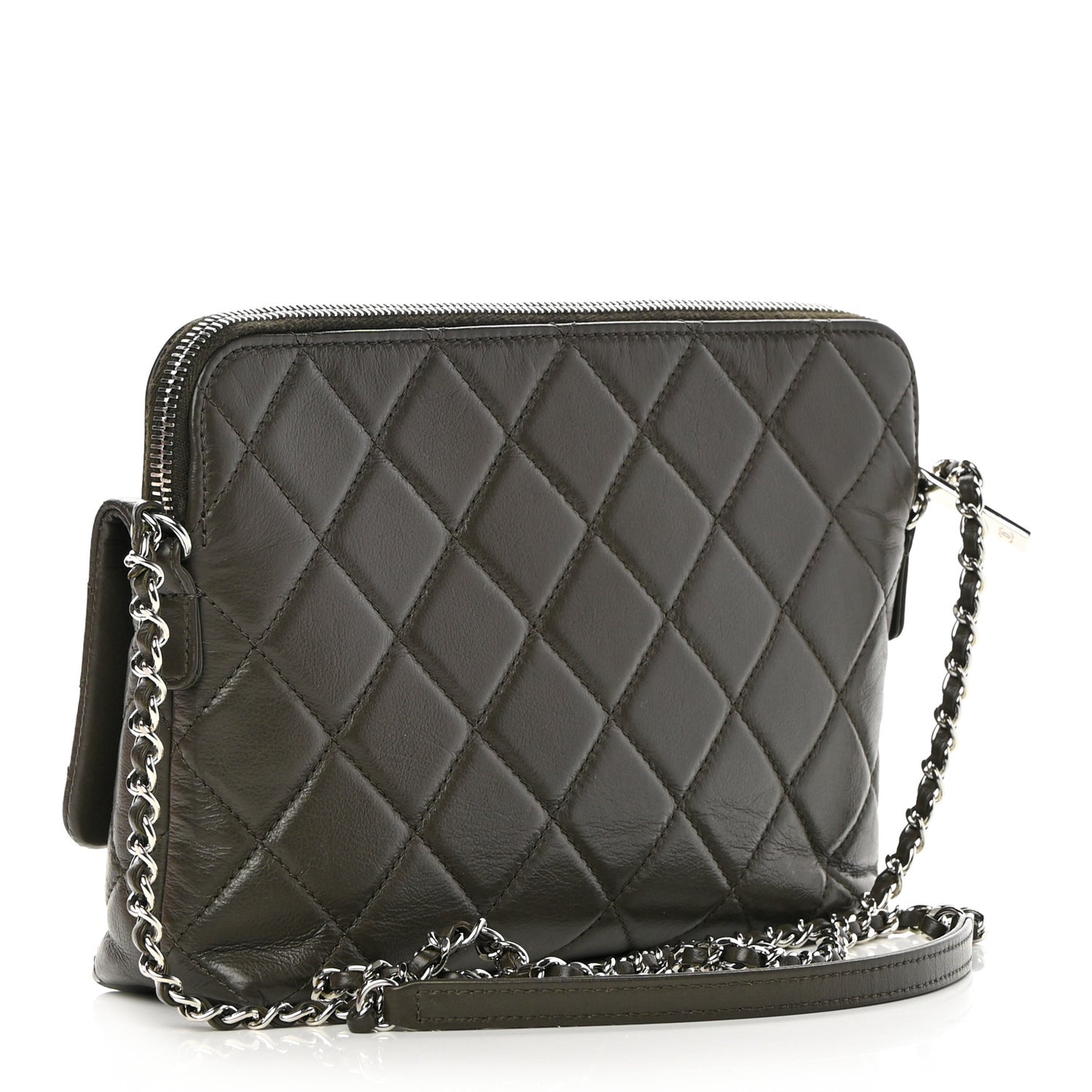 Lambskin Quilted Crossbody Dark Khaki