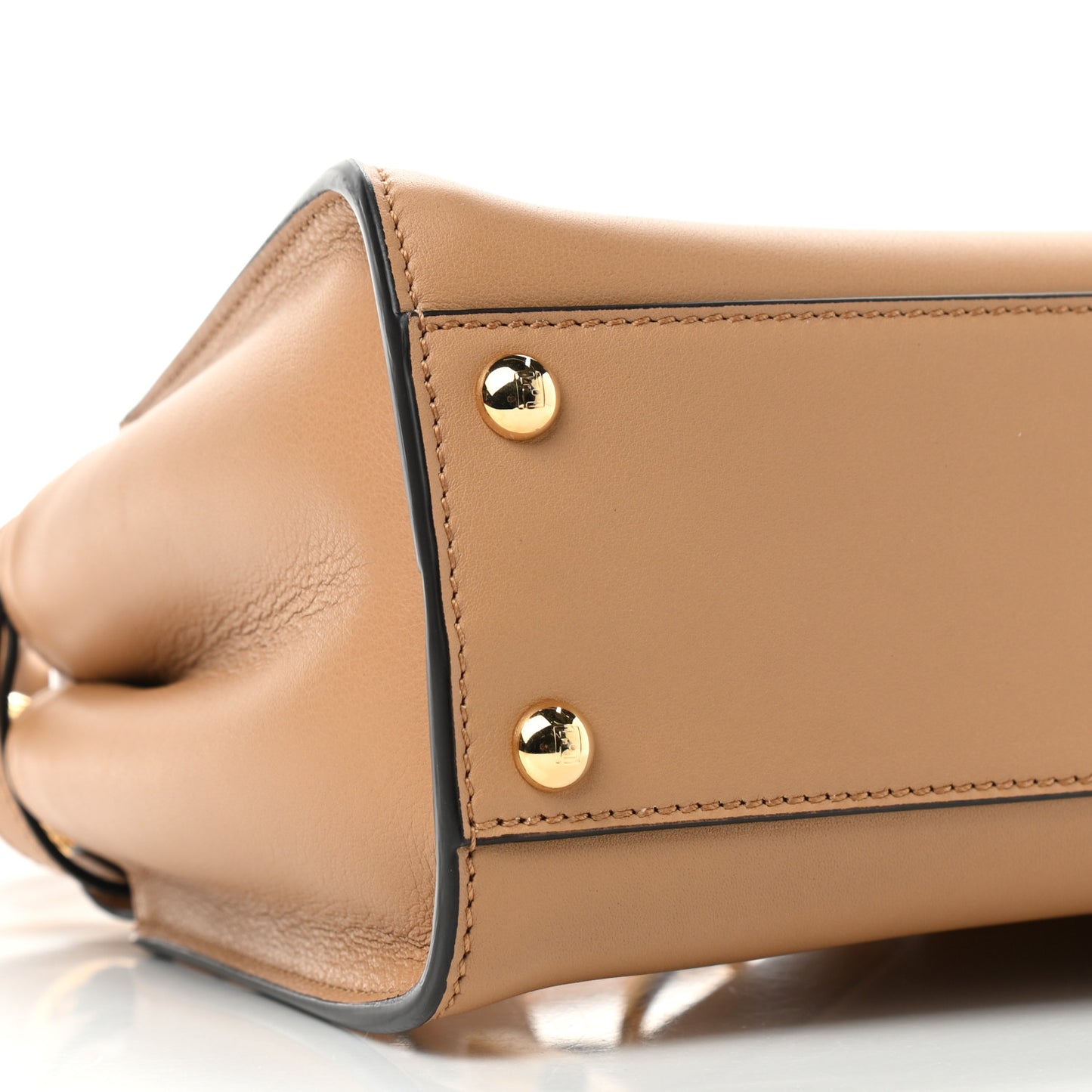 Vitello Seta Canvas FF Embroidered Mini Peekaboo Iconic Satchel Miele Scuro Poudre