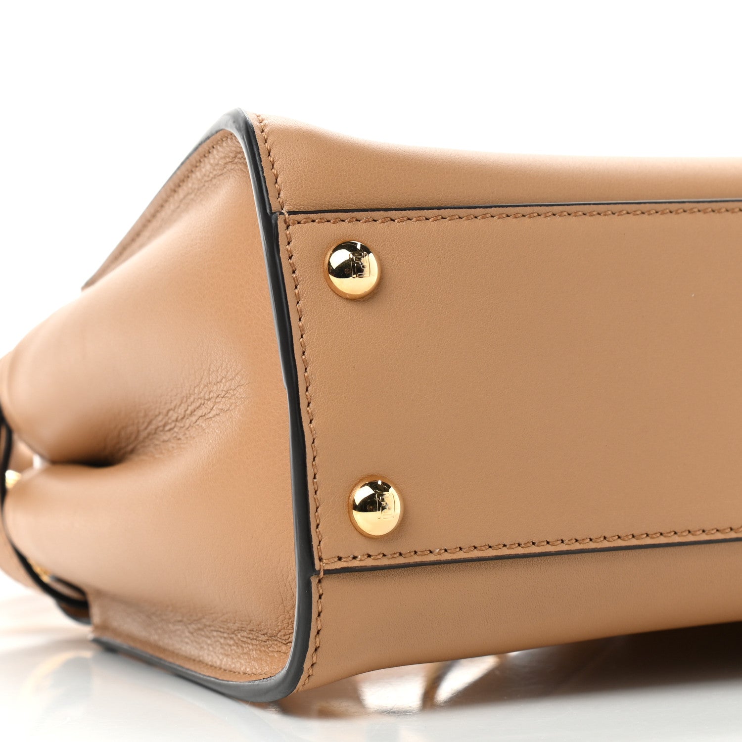 Fendi Vitello Seta Canvas FF Embroidered Mini Peekaboo Iconic Satchel Miele Scuro Poudre 8 of 9