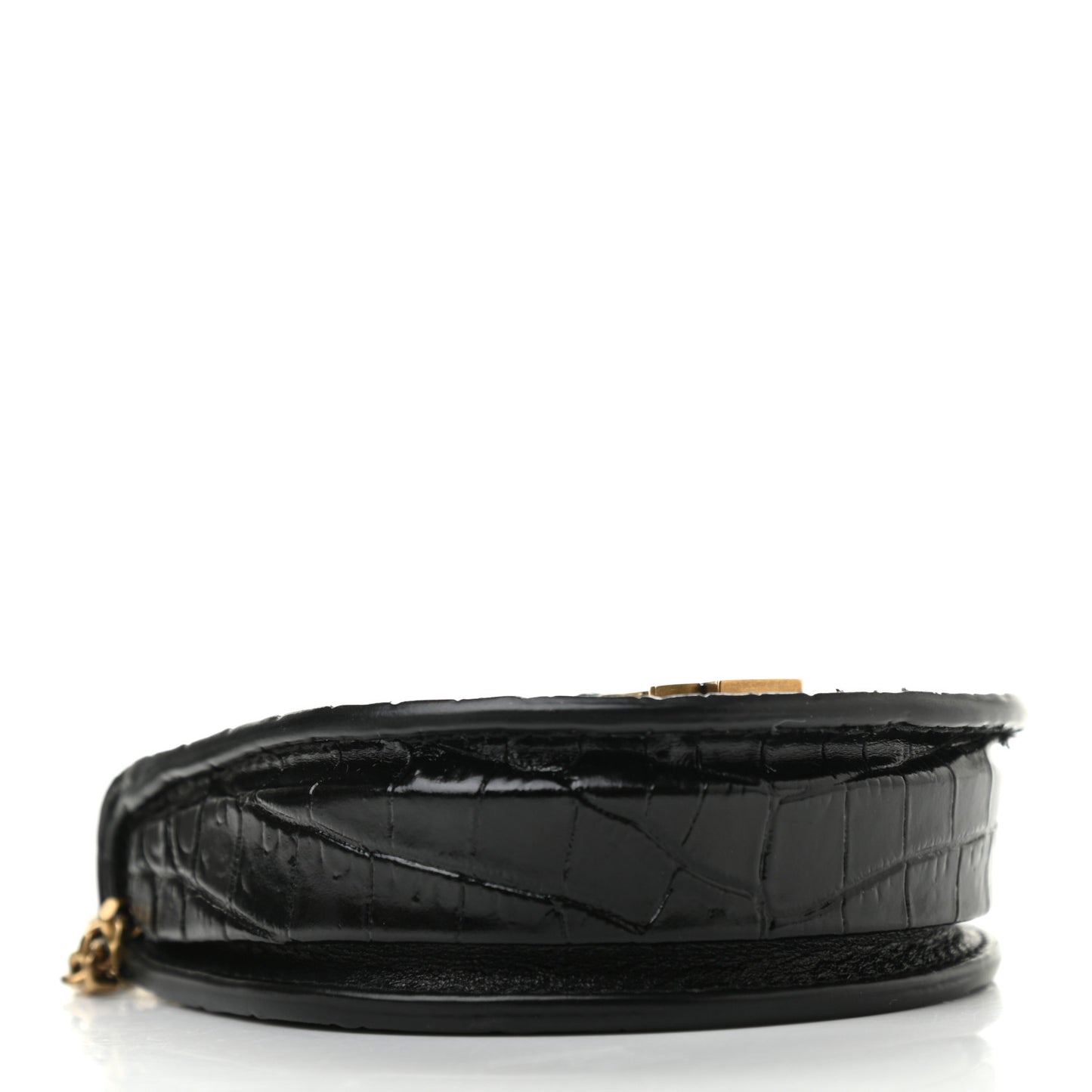 Patent Crocodile Embossed Monogram Baby Kaia Crossbody Bag Black