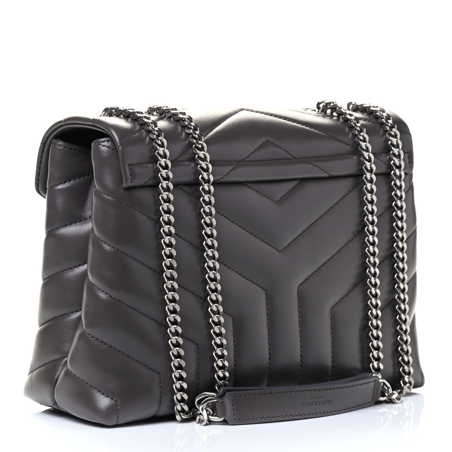 Saint Laurent Calfskin Y Quilted Monogram Small Loulou Chain Satchel Earth 2 of 4