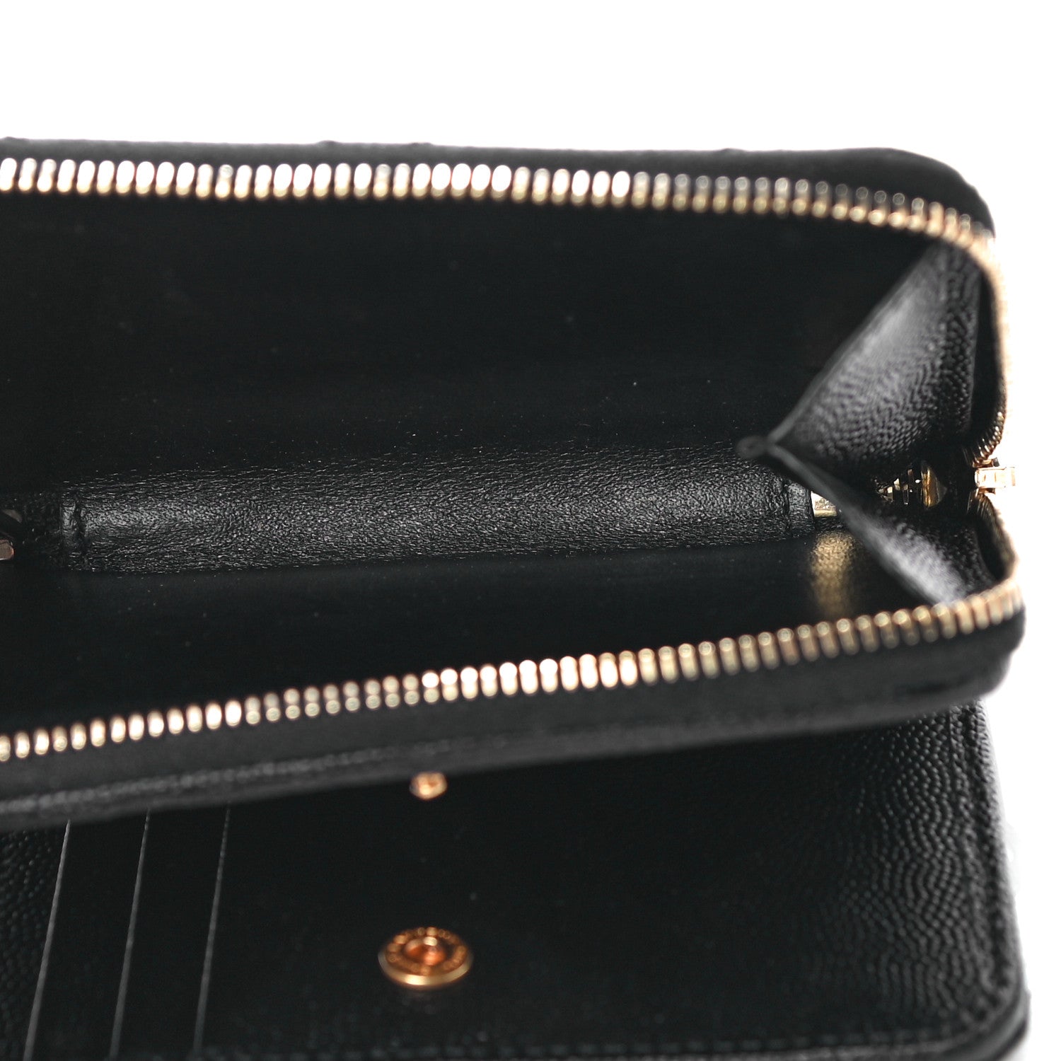 Saint Laurent Grain De Poudre Matelasse Chevron Monogram Compact Zip Around Wallet Black 6 of 11