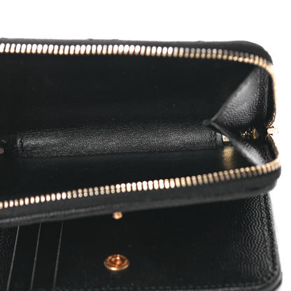 Saint Laurent Grain De Poudre Matelasse Chevron Monogram Compact Zip Around Wallet Black 6 of 11