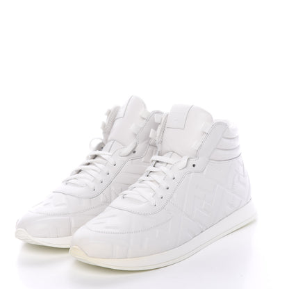 Fendi Nappa Macro FF Embossed Womens High Top Sneakers 39 White Ice 3 of 12