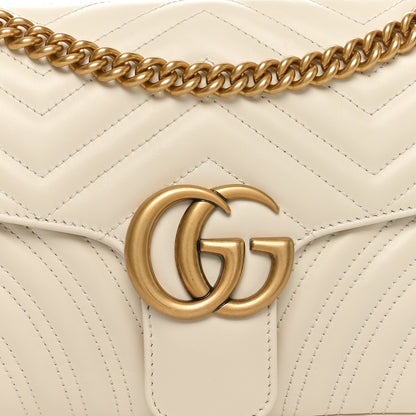 Gucci Calfskin Matelasse Small GG Marmont Shoulder Bag  White 8 of 10