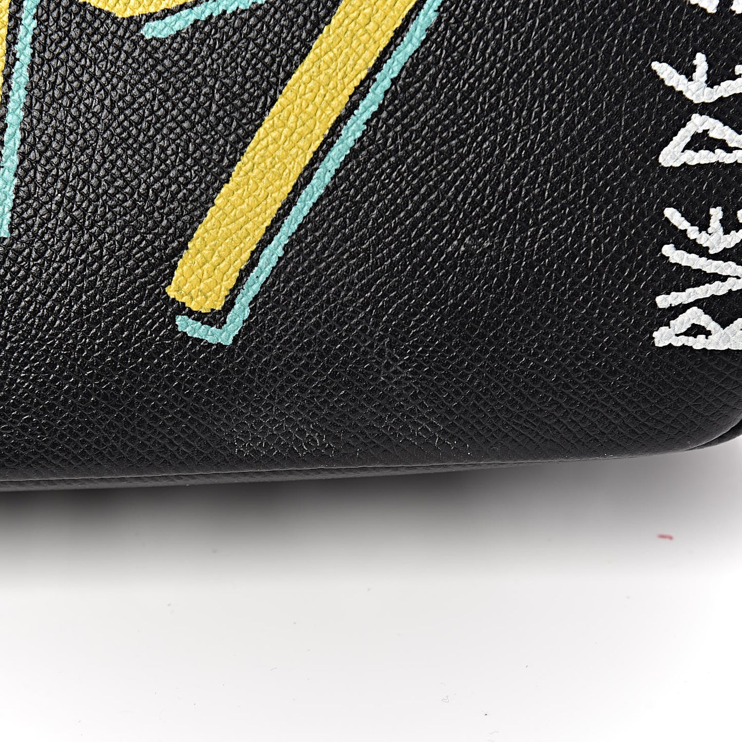 Grained Calfskin Graffiti M BB Round Shoulder Bag Black Multicolor