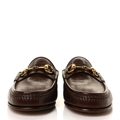 Gucci Goatskin Mens Horsebit Slippers 6 Brown 2 of 9