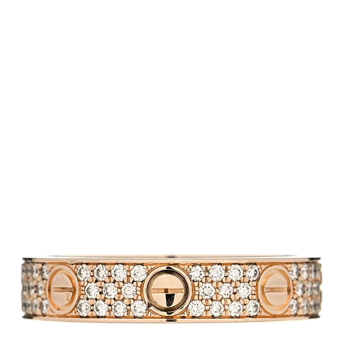 18K Pink Gold Diamond 4mm LOVE Wedding Paved Band Ring 50 5.5