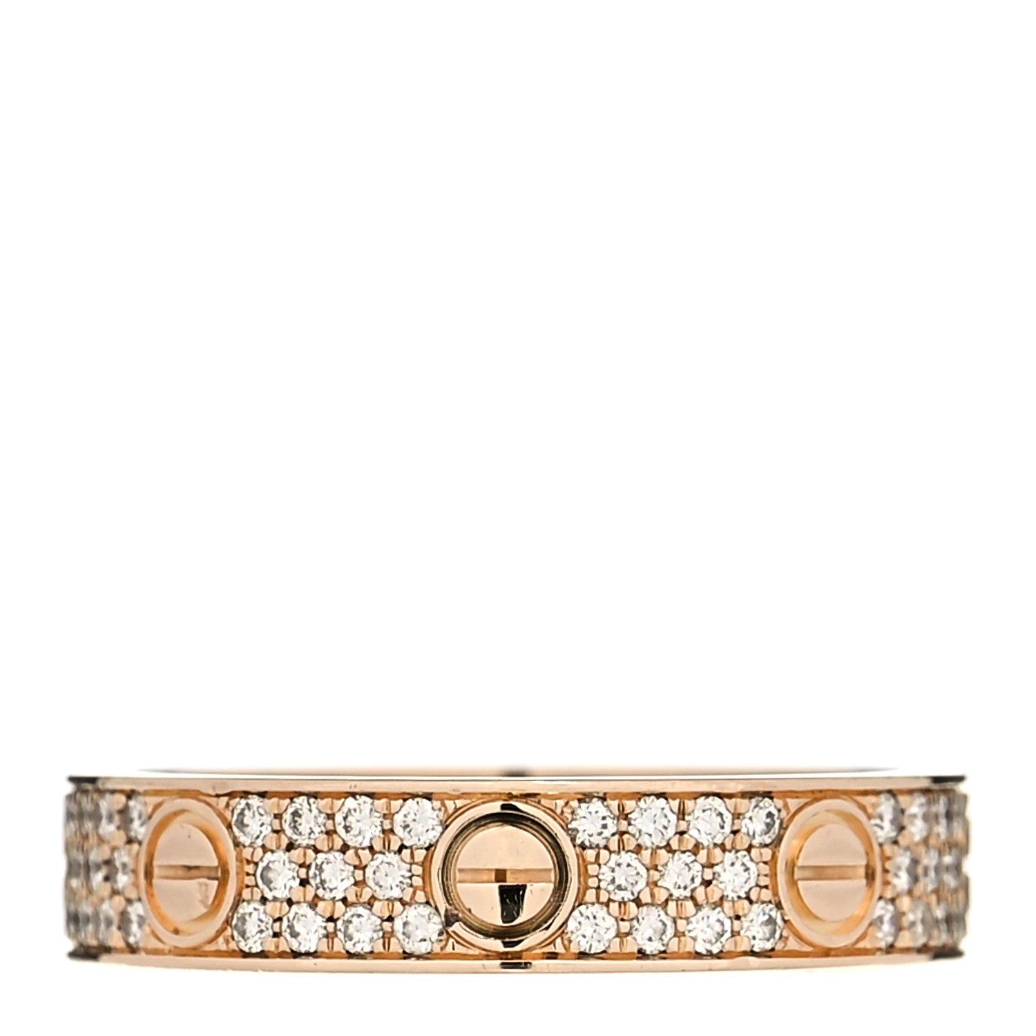 Cartier 18K Pink Gold Diamond 4mm LOVE Wedding Paved Band Ring 50 5.5 3 of 5