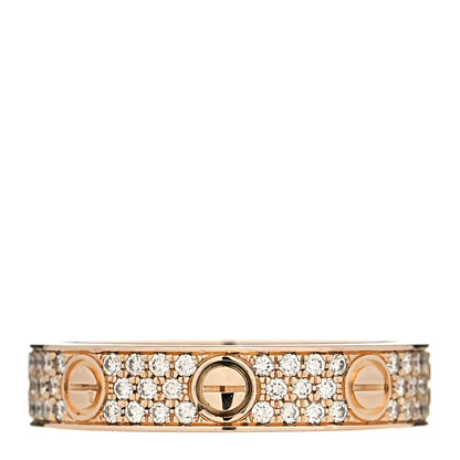 Cartier 18K Pink Gold Diamond 4mm LOVE Wedding Paved Band Ring 50 5.5 3 of 5