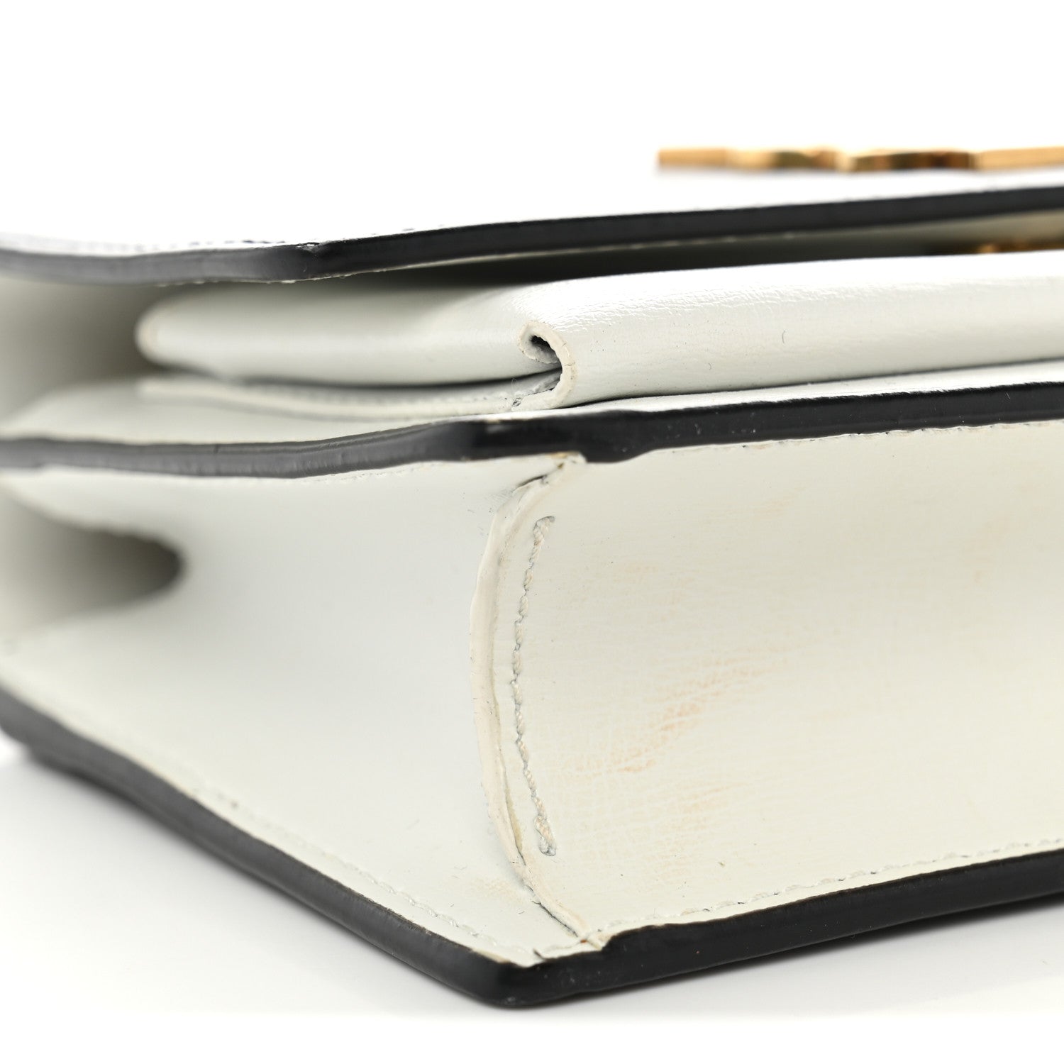 Saint Laurent New Aspen Calfskin Bi-Color Monogram Sunset Chain Wallet  Black Dirty White 8 of 13