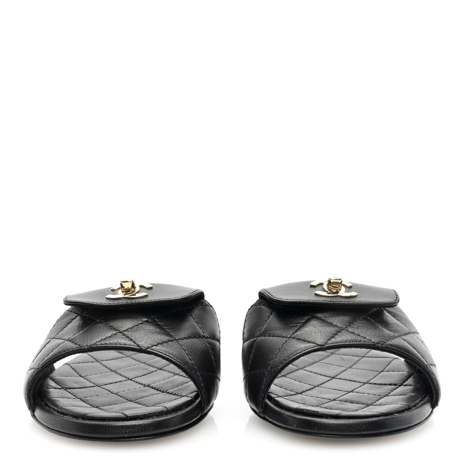 Chanel Lambskin Quilted CC Turnlock Sandals 35 Black 3 of 7