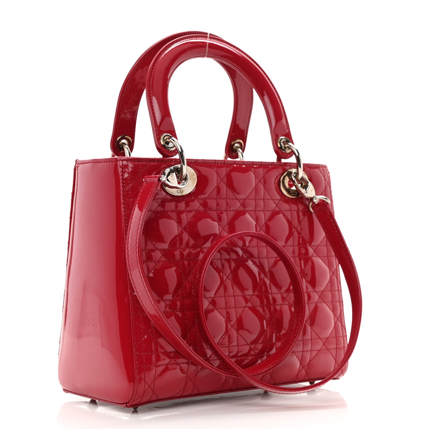 Christian Dior Patent Cannage Medium Lady Dior Red 3 of 13