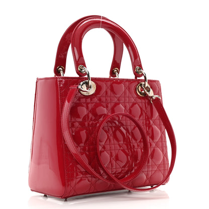 Christian Dior Patent Cannage Medium Lady Dior Red 3 of 13