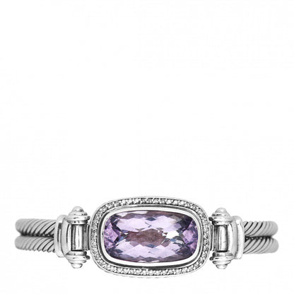 David Yurman Sterling Silver Diamond Amethyst Elongated Albion Cable Bracelet 1 of 4
