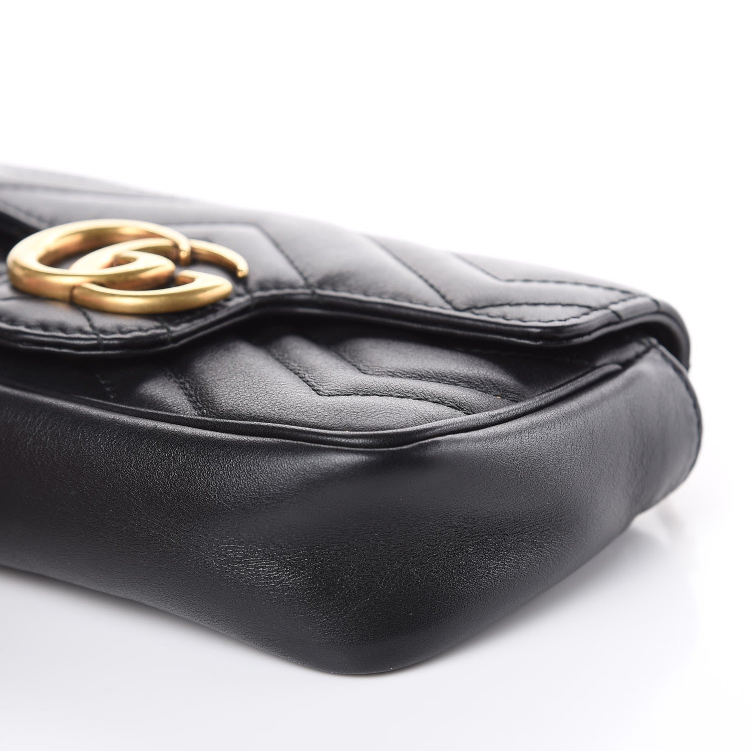 Gucci Calfskin Matelasse Super Mini GG Marmont Shoulder Bag Black 10 of 11