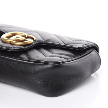 Gucci Calfskin Matelasse Super Mini GG Marmont Shoulder Bag Black 10 of 11