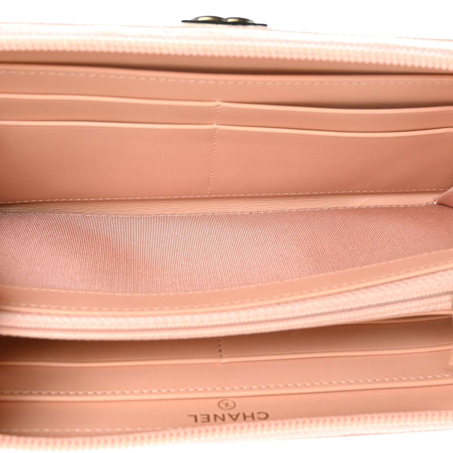 Chanel Caviar Quilted Boy Long Zip Around Wallet Light Pink 6 of 9