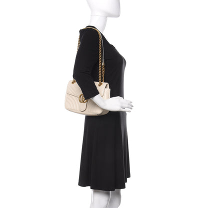 Gucci Calfskin Matelasse Small GG Marmont Shoulder Bag White 2 of 9