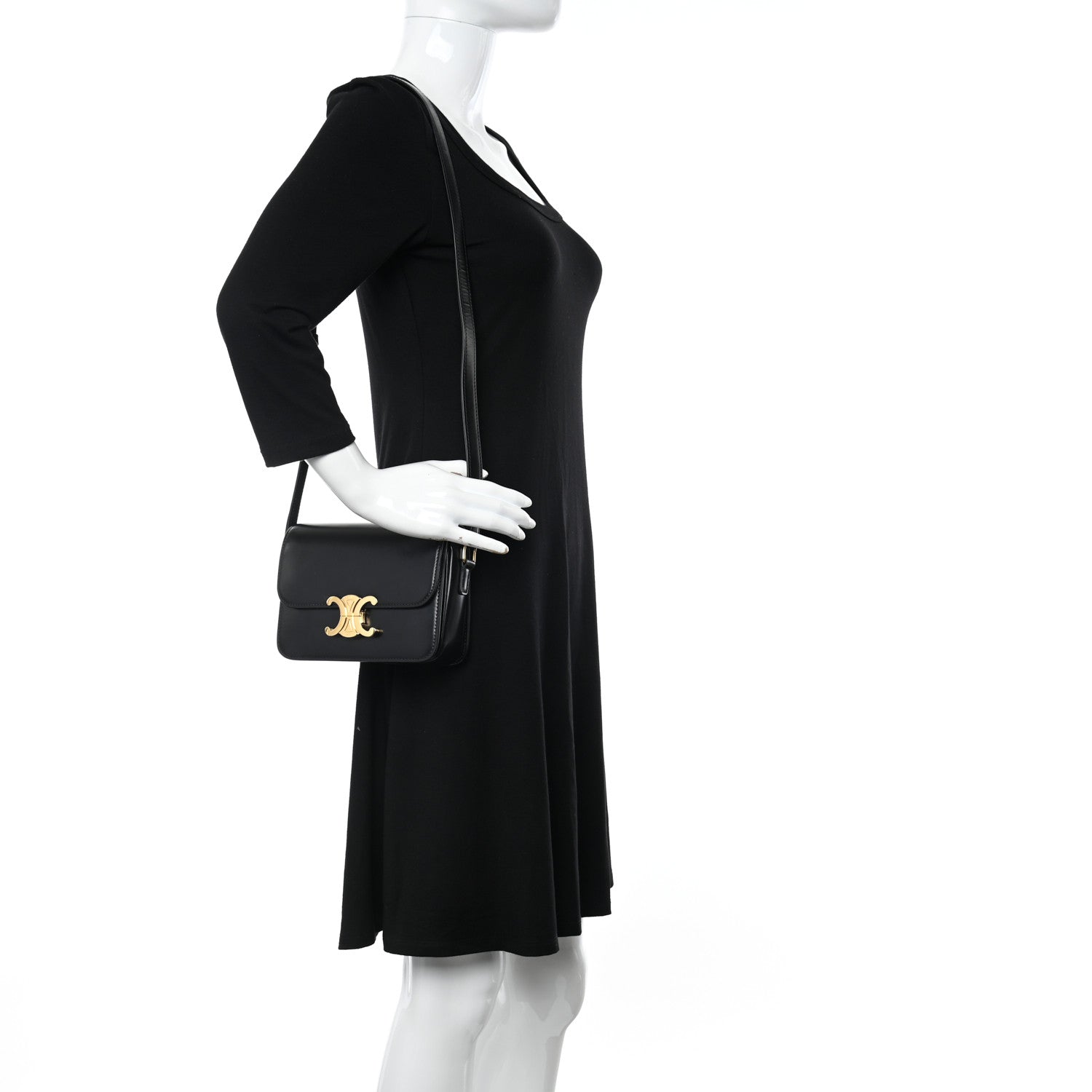 Celine Shiny Calfskin Teen Triomphe Black 2 of 12