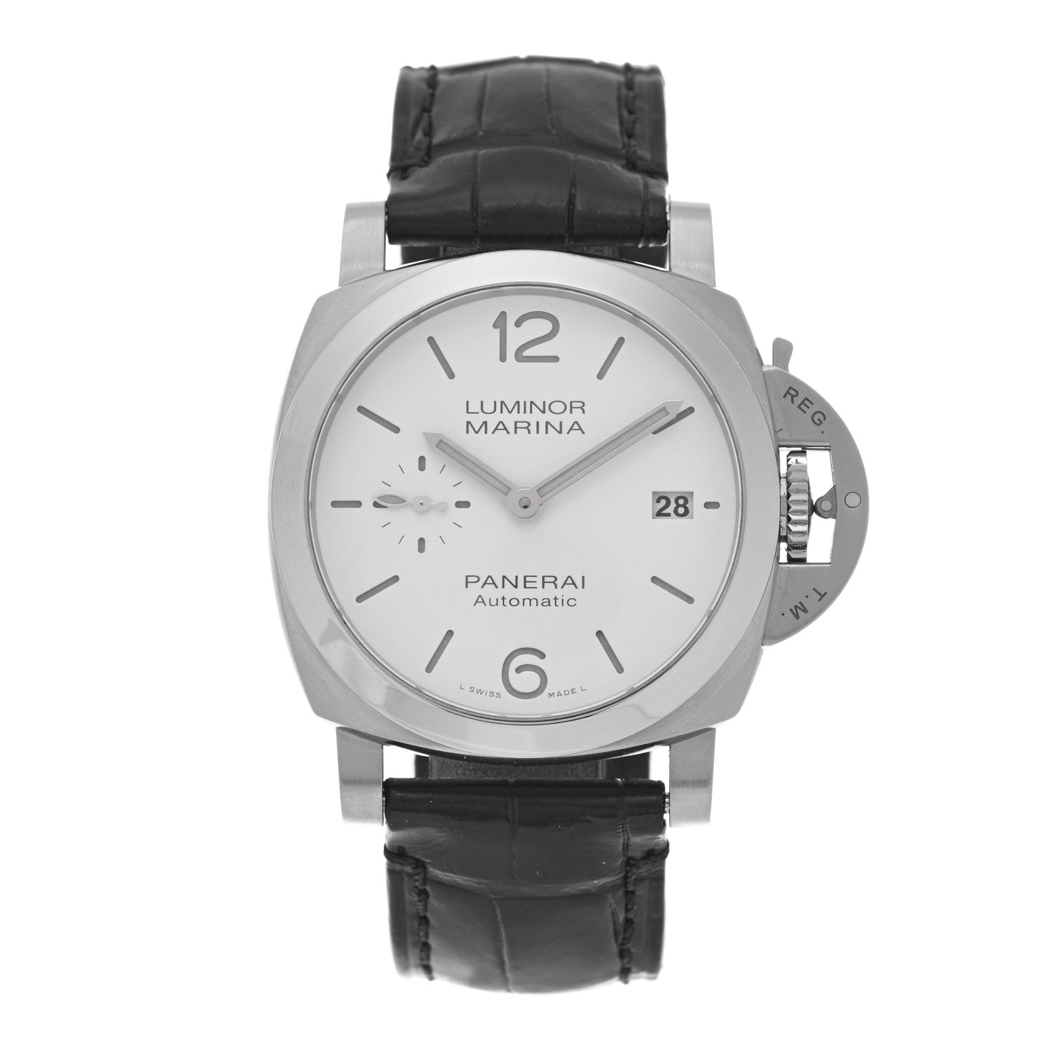 Panerai Stainless Steel Alligator 40mm Luminor Quaranta Automatic Watch White PAM01371 1 of 5