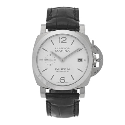 Panerai Stainless Steel Alligator 40mm Luminor Quaranta Automatic Watch White PAM01371 1 of 5