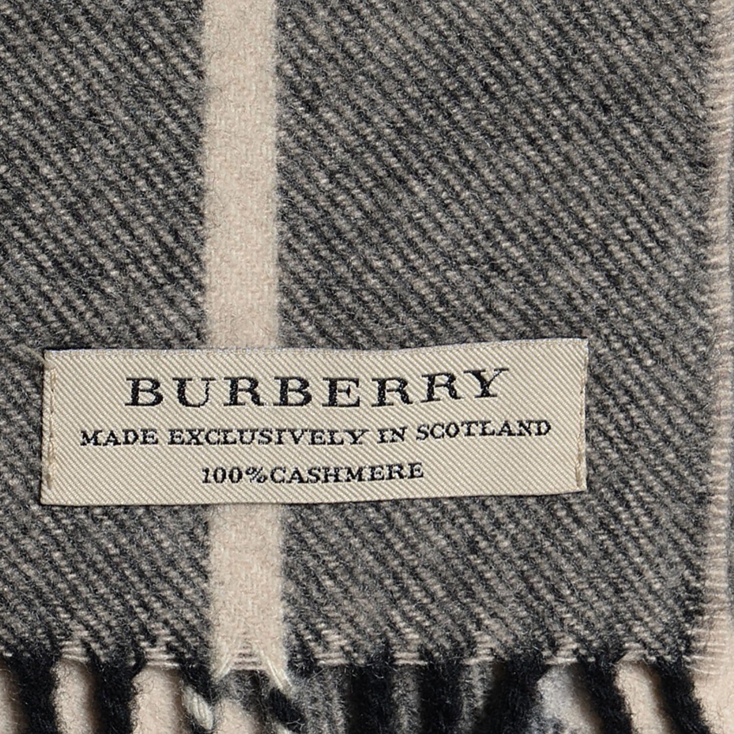Burberry Cashmere Beat Check Fringe Scarf Black 5 of 5