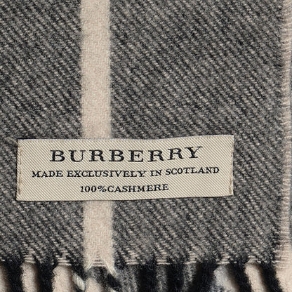 Burberry Cashmere Beat Check Fringe Scarf Black 5 of 5