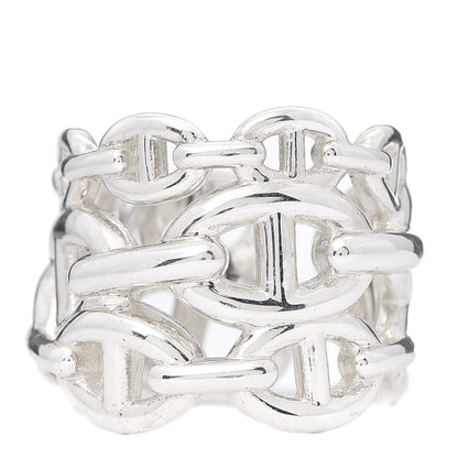 Hermes Sterling Silver GM Chaine d'Ancre Enchainee Band Ring 54 6.75 1 of 5