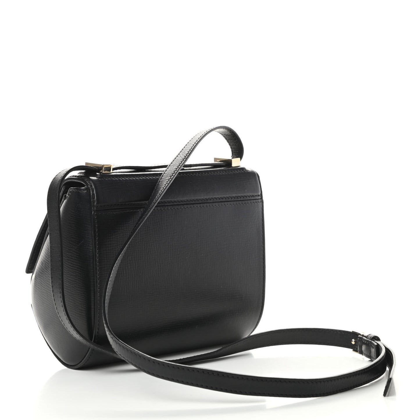 Textured Calfskin Mini Pandora Box Crossbody Bag Black